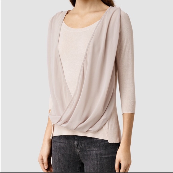 All Saints Sweaters - All Saints Taybar Chiffon Sheer Cowl Sweater